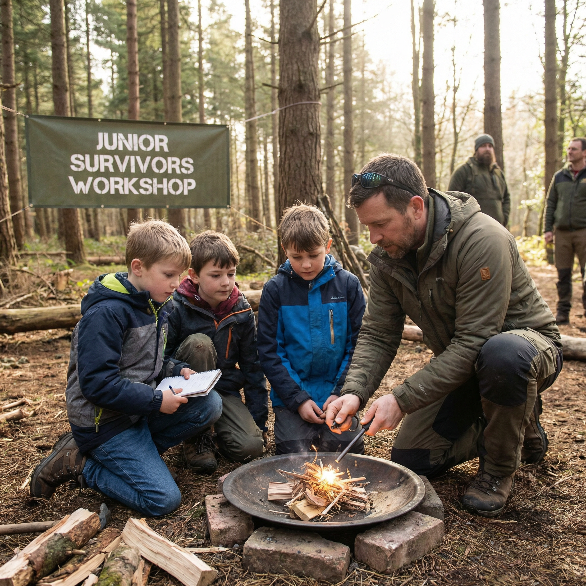 Otroci se učijo prižigati ogenj
