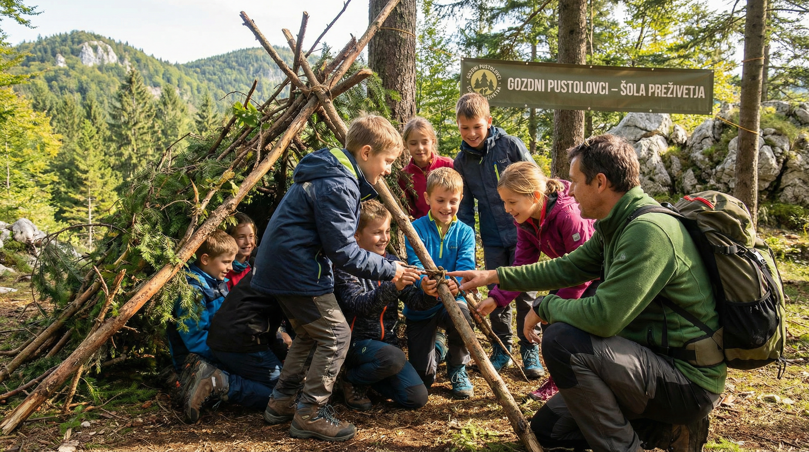 Otroci pri projektu Preživetje v naravi